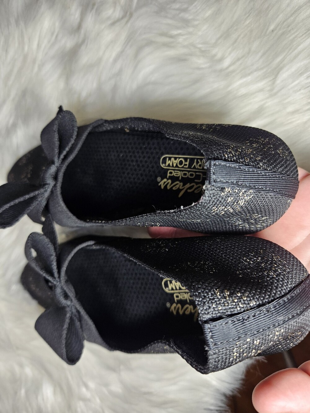 Skechers Cleo Black Point Washable Knit Flats with  Sparkle For Women's - Picture 7 of 13